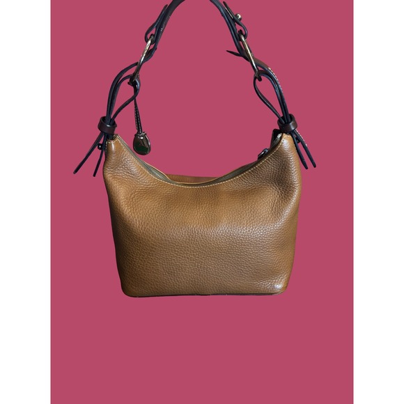 Vintage Dooney Bourke Pebble Grain Leather Shoulder Bag Brown Zip Top Hobo - Picture 2 of 4